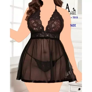 لباسخواب فانتزی توری سایزبزرگ شورت فاقباز بیگسایز کد 7015