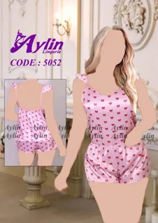لباس خواب زنانه تاپ و شورت ساتن کد 5052