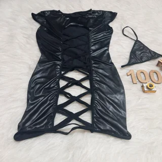 لباس خواب زنانه فانتزی طرح چرم کد 100