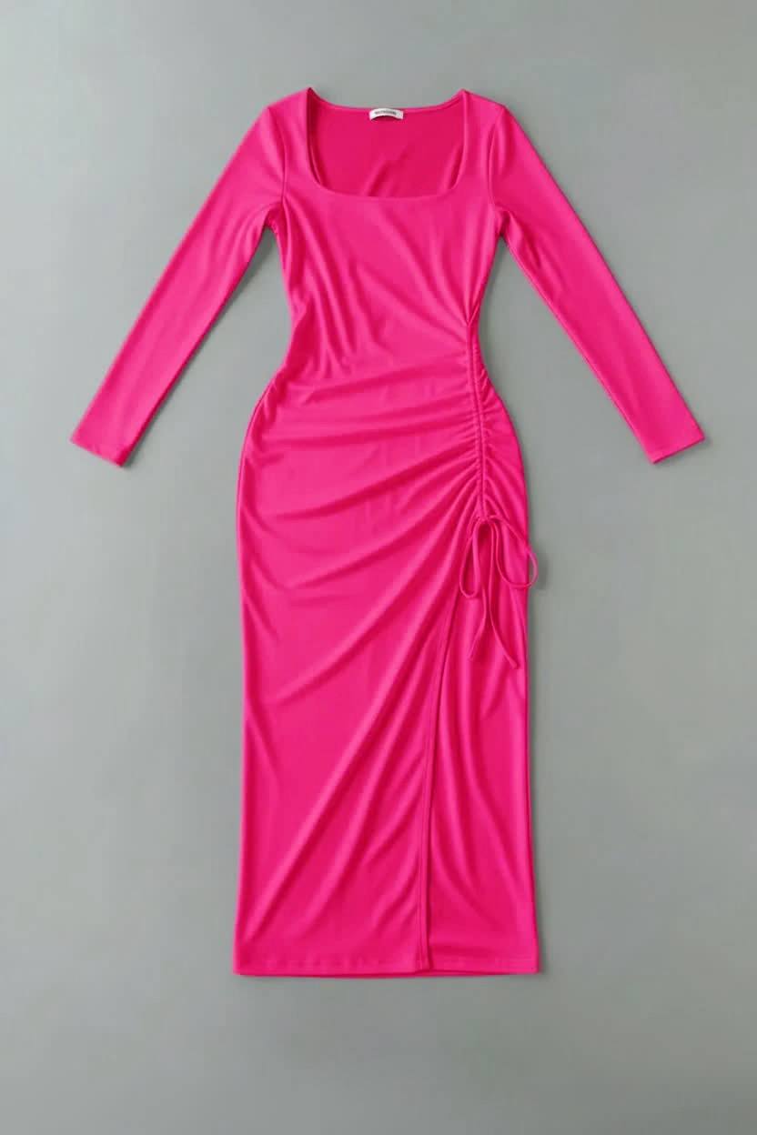 پیراهن زنانه ماکسی بلند  مجلسی فانتزی چاکدار گتدار کد 074