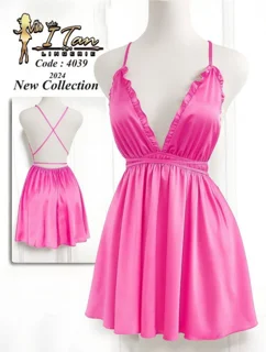 لباسخواب زنانه تونیک فانتزی ساتن فری سایز کد 4039 یا 1617