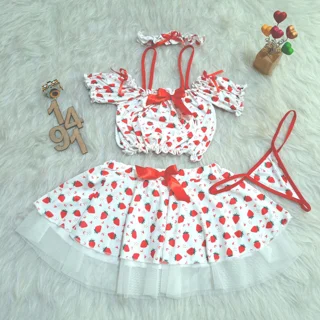لباس خواب زنانه کاستوم توت فرنگی کد 1491