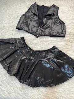 لباسخواب زنانه فانتزی طرح چرم نیمتنه دامن کد 1480