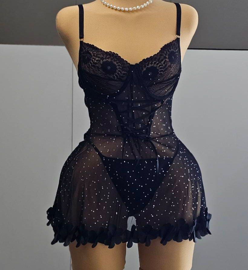 لباسخواب فانتزی عروسکی کوتاه فنردار نگینی کد 352