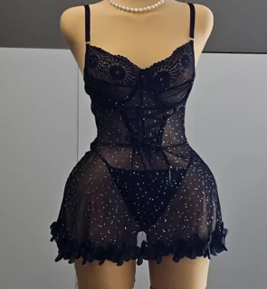 لباسخواب فانتزی عروسکی کوتاه فنردار نگینی کد 352