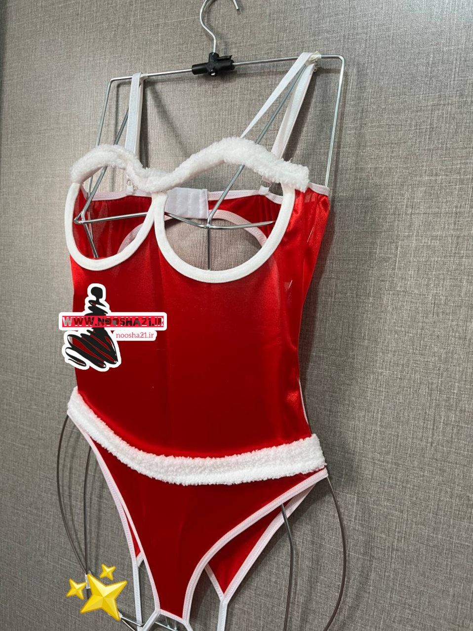 بادی زنانه فانتزی مامانوئل کریسمس فنردار فاق باز کد 6925