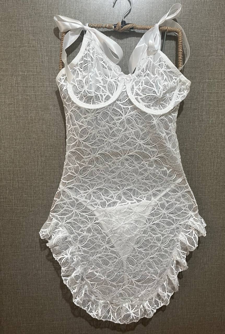 لباسخواب زنانه فانتزی گیپوری فنردار با شورت کد 1225