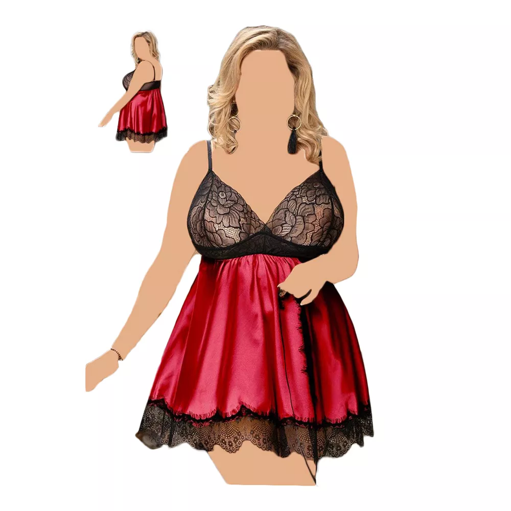 لباسخواب فانتزی ساتن زنانه سایز بزرگ کد L1661 یا 195