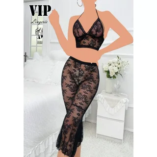 ست فانتزی زنانه نیمتنه و شلوار گیپوری کد 0164