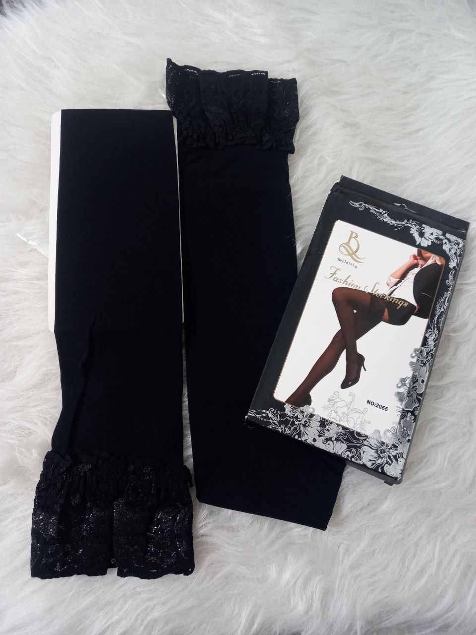 جوراب زنانه بالازانو ضخیم گیپوردار بالا ژله ای کد 2025