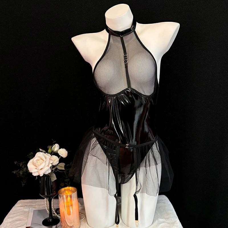 بادی زنانه فانتزی فنردار فاق زیپدار کد 020