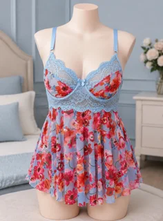 لباسخواب فانتزی زنانه سایزبزرگ بیگسایز فنردار کد 1252