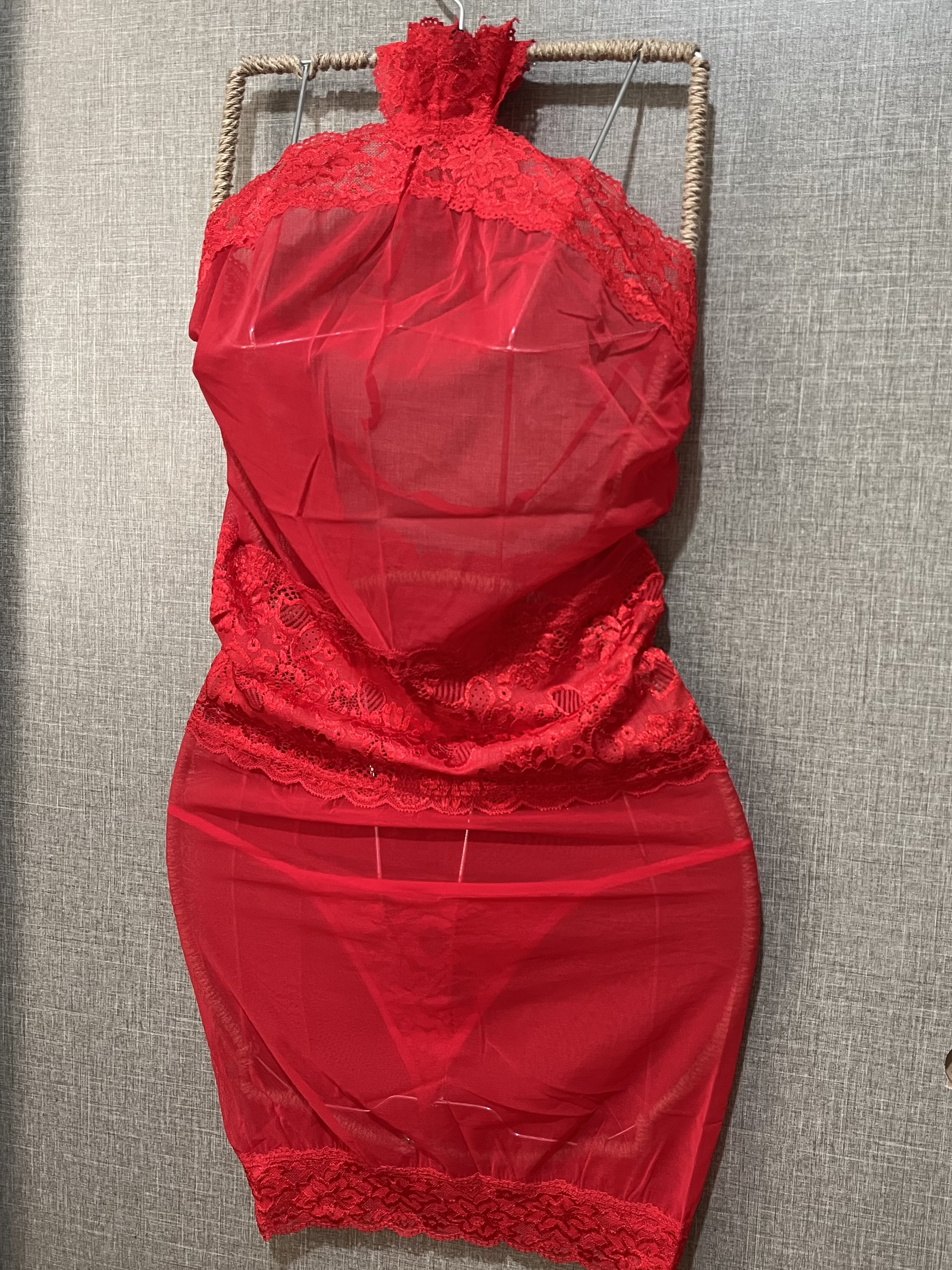 لباس زنانه لباسخواب فانتزی قرمز توری شورت لامبادا فری سایز ۳۴تا ۴۰ کد 0004